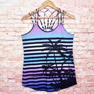 Striped Palm Tree Tank Top